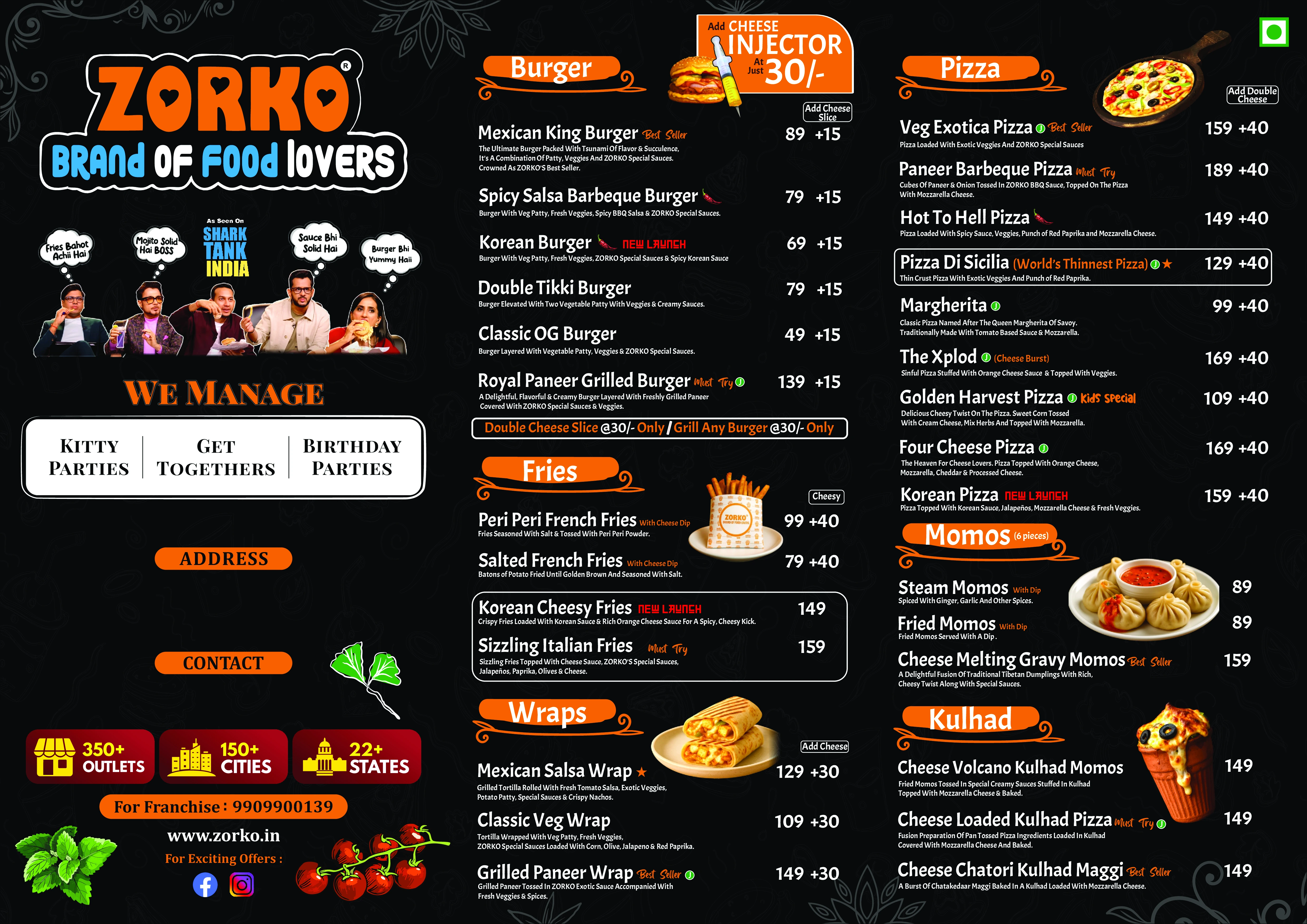 Zorko Menu Page 1